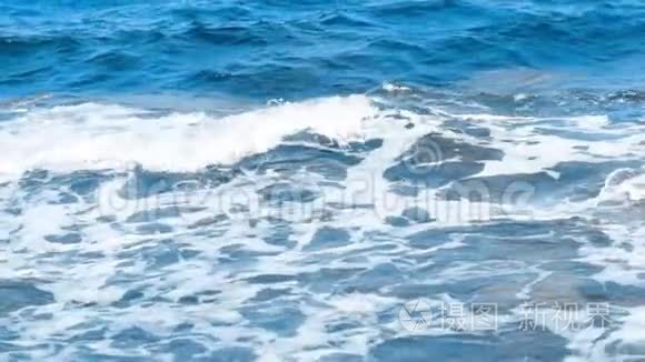 蓝色海水和海浪的纹理视频