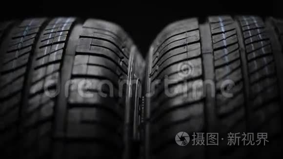 新的和未使用的汽车轮胎旋转视频