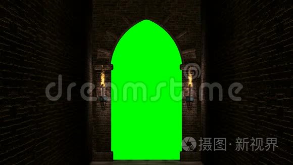 中世纪门环与绿色屏幕视频