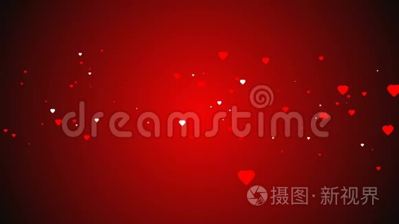 红色背景上的红和白心。 平的风格。 情人节背景。 心情人节标志。