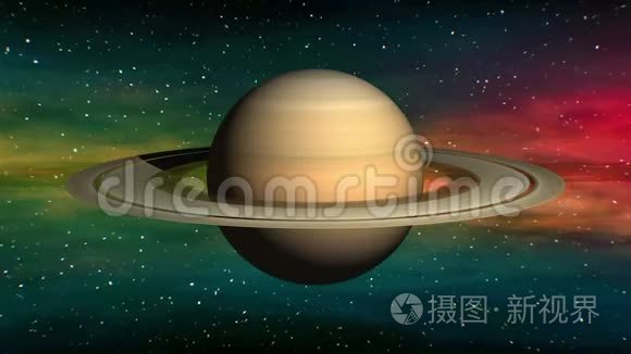 土星在太空星云背景上视频