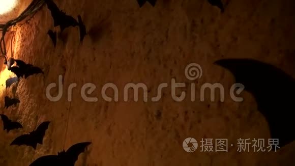 万圣节装饰品的装饰蝙蝠背景视频