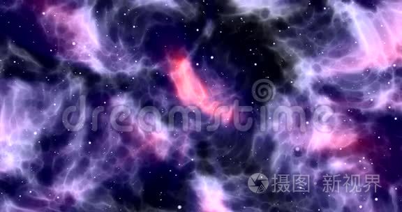 抽象的夜空闪耀着星星和星云，色彩斑斓的蓝紫色星系宇宙