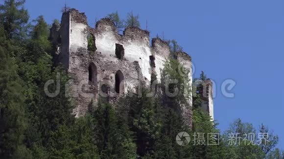 欧洲奥地利中世纪城堡废墟视频
