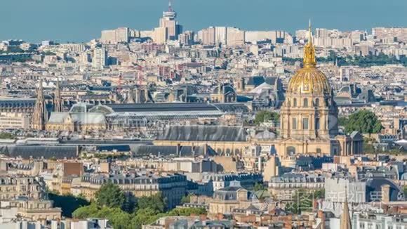 巴黎时代屋顶上的空中全景视频