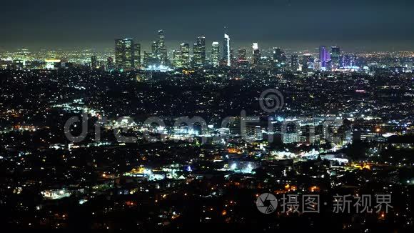 夜间在洛杉矶的空中观光视频
