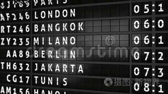 模拟航班信息显示板与抵达城市马来西亚吉隆坡