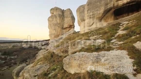 巴希萨拉伊克里米亚的日落石岩视频