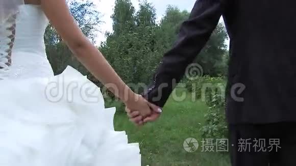 婚礼当天的白种人新娘和新郎视频