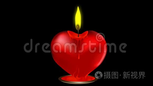 爱情之火的心形情人节蜡烛视频