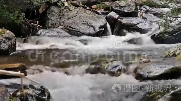 山涧流过巨石视频