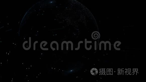 蓝色大理石数字云星球地球旋转动画