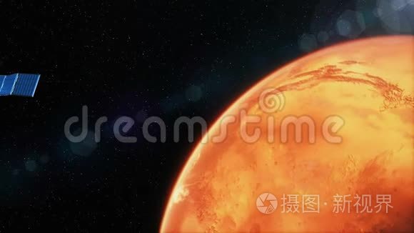 在火星低轨道的美丽的现实卫星。