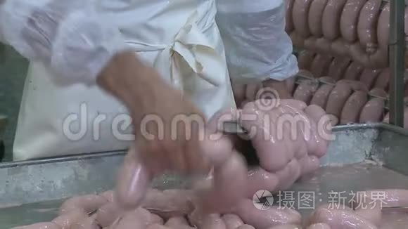 肉类工业香肠的生产视频