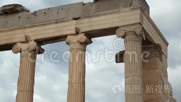 希腊雅典卫城的古庙柱视频