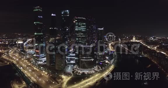 空中之夜商业大厦莫斯科城视频