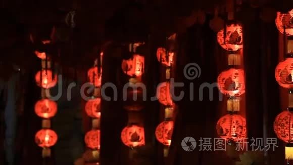 中国纸灯笼在晚上视频