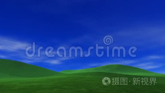 绿色草山和蓝天