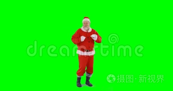 圣诞老人在绿色背景下跳舞视频