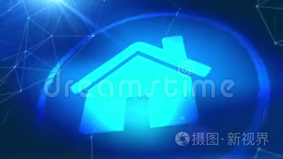 家宅图标动画蓝色数字元素背景视频