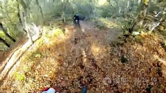 在森林的极端地形上骑自行车