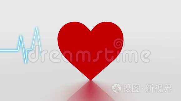 心脏搏动心电图背景红色，心脏监测EK G心电图脉搏。