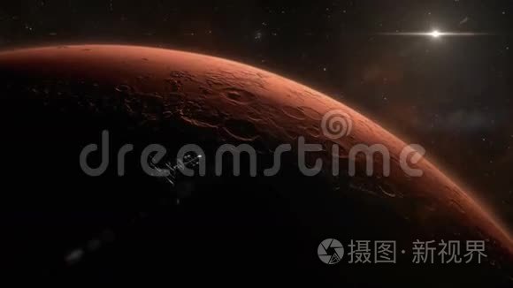 火星轨道上的宇宙飞船视频