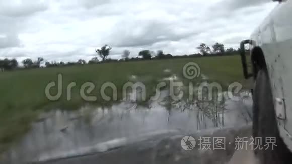 汽车驾驶湿文件土地阿菲卡狩猎视频