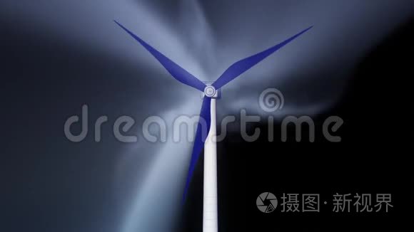 风力涡轮机周围气流的3D动画