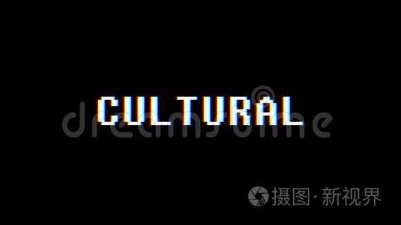 复古视频游戏文化文字电脑电视故障干扰噪音屏幕动画无缝循环新品质