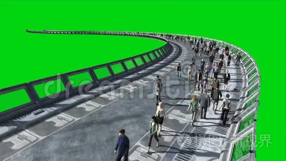 三维人在斯基菲顿内尔。 交通。 未来的概念。 绿色屏幕录像。 逼真的4K动画。