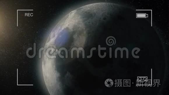 月球相位现实适合高度回路，相机参考。 用月球表面与行星的光运动动画月亮相位