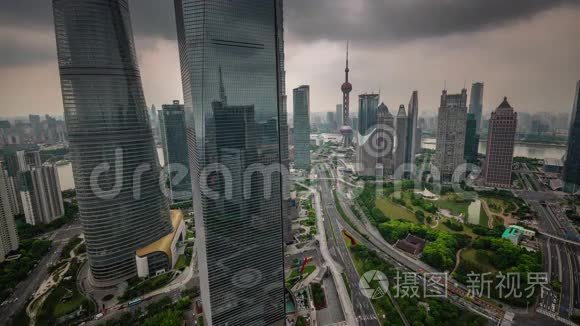 上海市区天顶交通公路全景4k失时中国