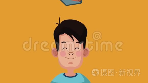 可爱聪明的学生男孩高清动画视频