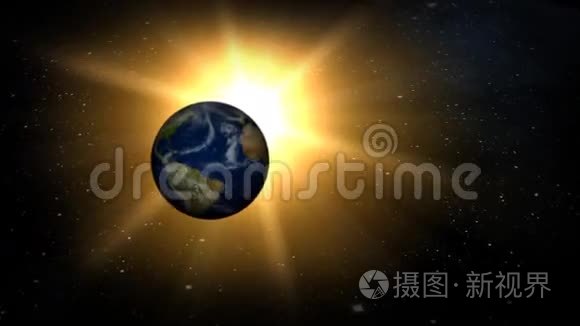 地球和太阳在三维飞行