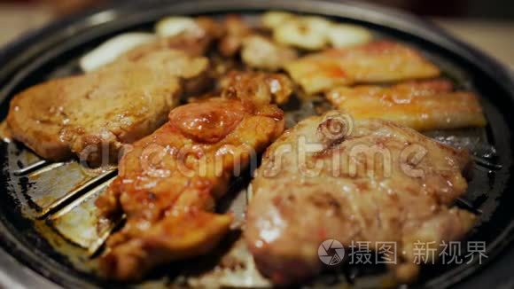 烧烤猪肉和肉烤架，韩式