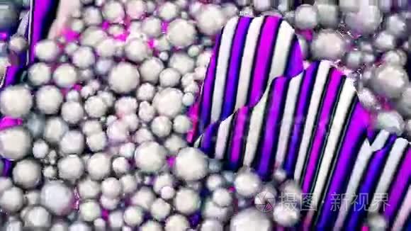 抽象动态运动中光滑白球的背景视频