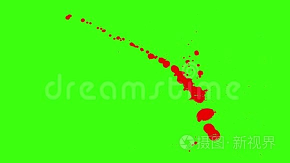 绿色背景下的血径飞溅短视频