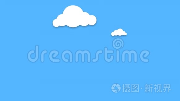 不同形状的卡通云出现在蓝色背景上