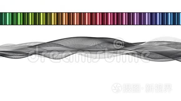 粒子波物体和颜色变化条纹的奇妙动画，慢运动4096x2304环4K