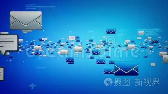 电子邮件和文本信息蓝色视频