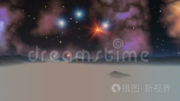 流星飞碟在星云背景下视频