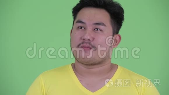 快乐年轻超重的亚洲男人的脸视频