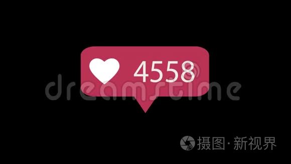 动画4K。 粉红色就像黑色背景上的图标。 就像统计社交媒体。