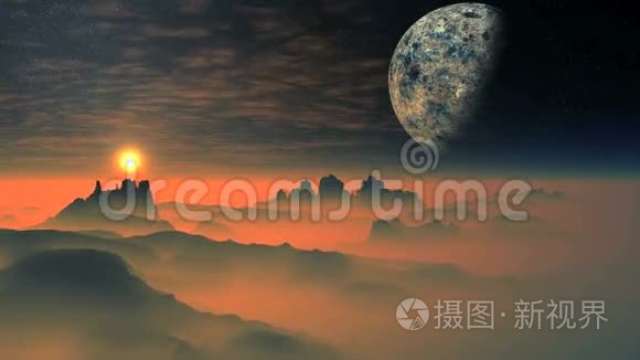 薄雾星球外星人的光辉日出视频