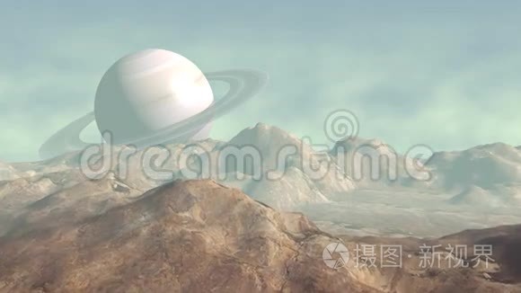 卫星景观与土星的距离视频