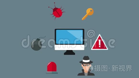 安全系统和黑客高清动画视频