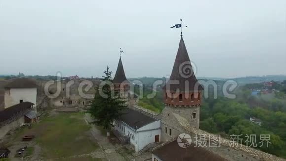 空中：乌克兰Kamenetz-Podolskiy的老城堡