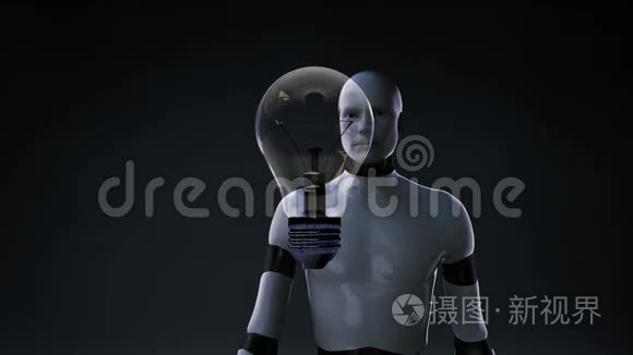 机器人，半机器人触摸灯泡灯，显示IDEA概念。