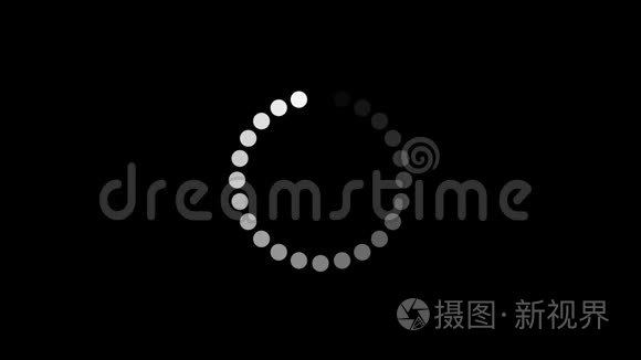 4k加载屏幕-白色点在黑色背景. 动画圈短视频